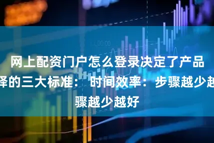 网上配资门户怎么登录决定了产品选择的三大标准： 时间效率：步骤越少越好