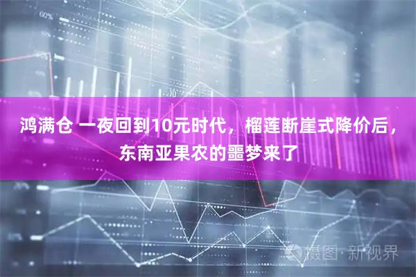 鸿满仓 一夜回到10元时代，榴莲断崖式降价后，东南亚果农的噩梦来了